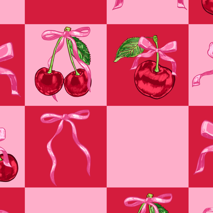 Scarlet Cherries and Bows Checker Coffee Mug Gallery Image 2
