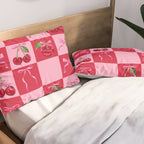 Scarlet Cherries and Bows Checker Pillow Sham Gallery Image 2