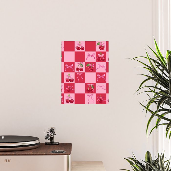 Scarlet Cherries and Bows Checker Poster Gallery Image 2