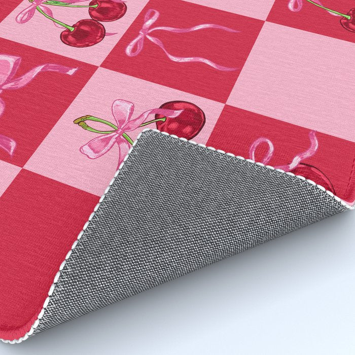 Scarlet Cherries and Bows Checker Rug Gallery Image 4