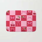 Scarlet Cherries and Bows Checker Bath Mat Gallery Image 1