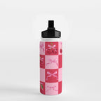 Scarlet Cherries and Bows Checker Water Bottle Gallery Image 2