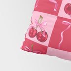 Scarlet Cherries and Bows Checker Pillow Sham Gallery Image 4