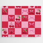 Scarlet Cherries and Bows Checker Jigsaw Puzzle Gallery Image 1