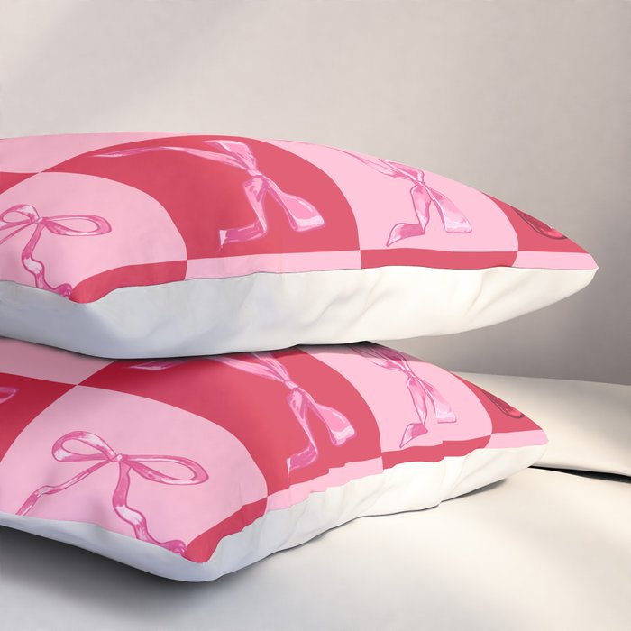 Scarlet Cherries and Bows Checker Pillow Sham Gallery Image 3