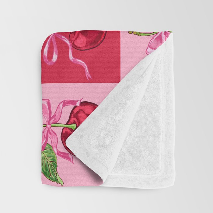 Scarlet Cherries and Bows Checker Throw Blanket Gallery Image 3