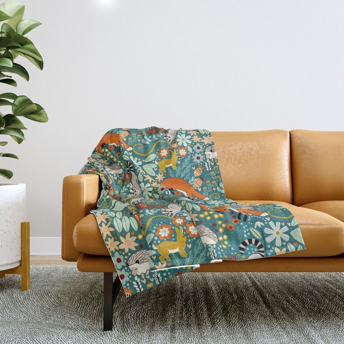 Woodland Pattern Throw Blanket Gallery Image 1