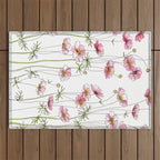 Pink Cosmos Flowers Outdoor Rug Gallery Image 1
