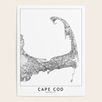 Cape Cod White Map Poster Gallery Image 4