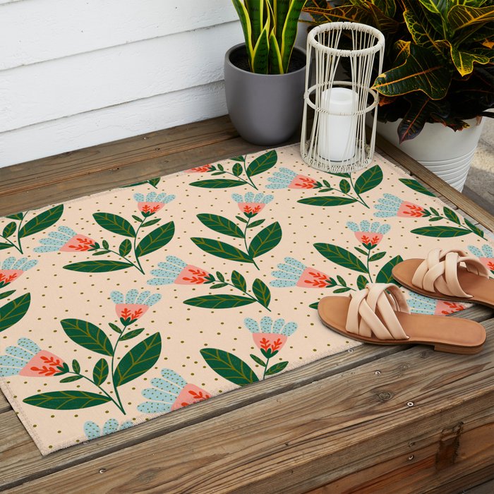 Whimsical Spring Floral  Outdoor Rug Gallery Image 2