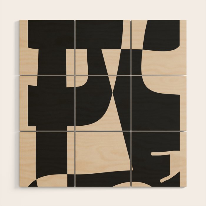 Modern Black And White Abstract Art 1 Wood Wall Art Gallery Image 1