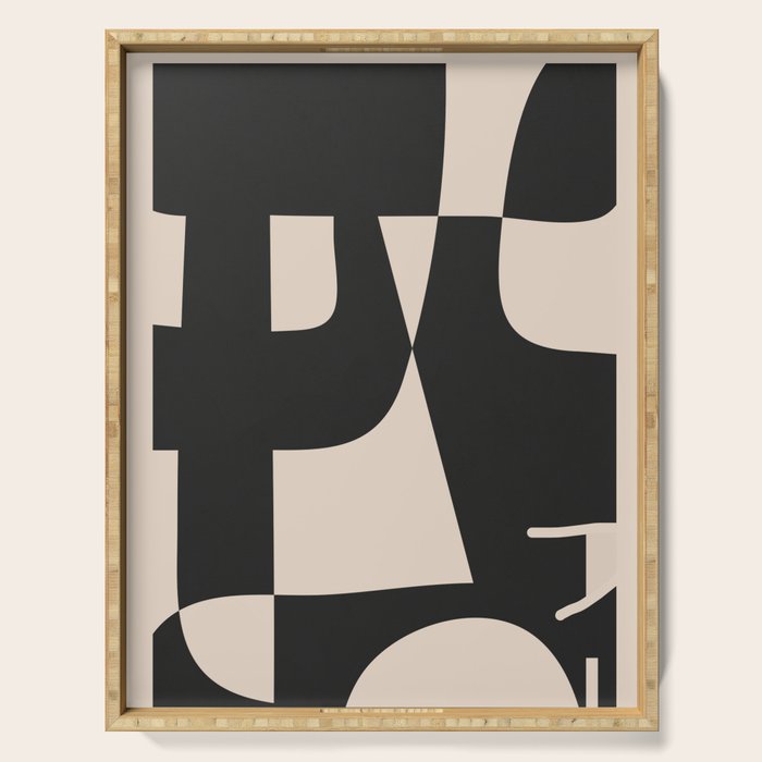 Modern Black And White Abstract Art 1 Serving Tray Gallery Image 1