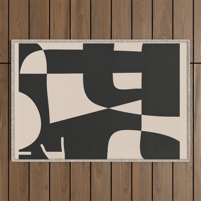 Modern Black And White Abstract Art 1 Outdoor Rug Gallery Image 1