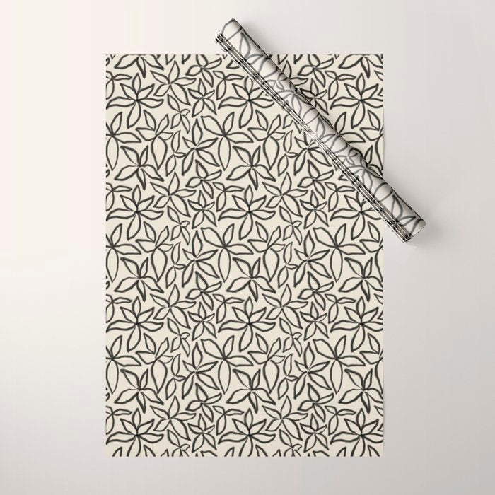 Abstract Brushed Line Art Florals Wrapping Paper Gallery Image 1
