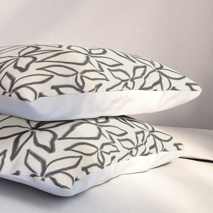 Abstract Brushed Line Art Florals Pillow Sham Gallery Image 3