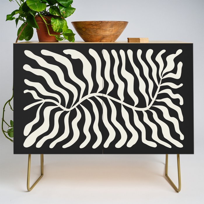 Onyx Ferns: Black & White Matisse Edition Credenza Gallery Image 1