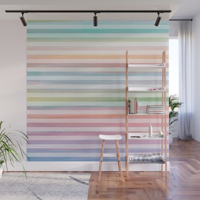 Colorful Soft Stripes Pattern Wall Mural Gallery Image 1