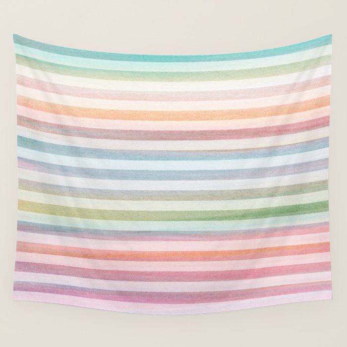 Colorful Soft Stripes Pattern Wall Tapestry Gallery Image 1