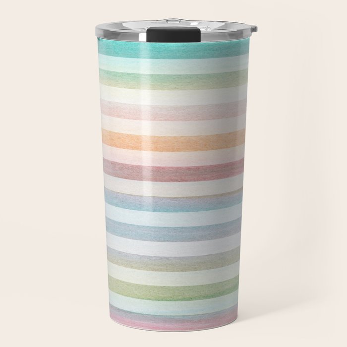 Colorful Soft Stripes Pattern Travel Mug Gallery Image 1