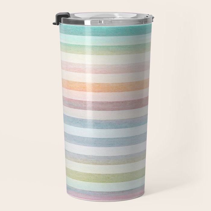 Colorful Soft Stripes Pattern Travel Mug Gallery Image 3