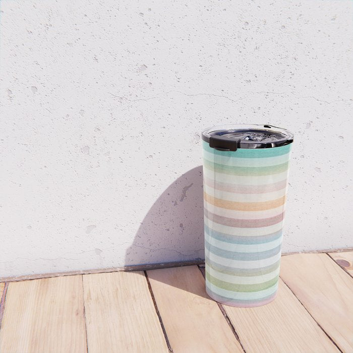 Colorful Soft Stripes Pattern Travel Mug Gallery Image 4