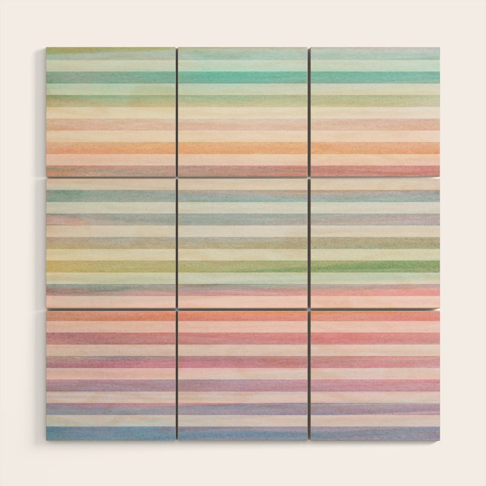 Colorful Soft Stripes Pattern Wood Wall Art Gallery Image 1