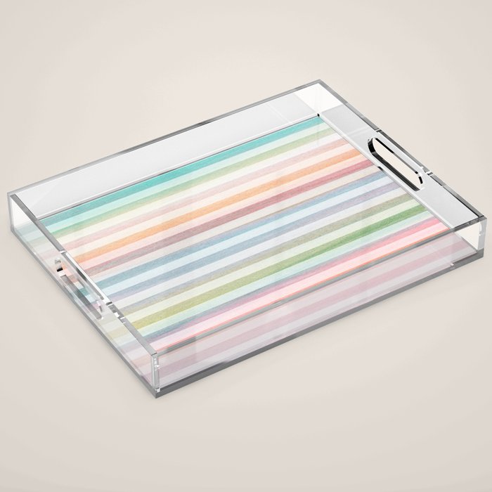 Colorful Soft Stripes Pattern Acrylic Tray Gallery Image 1