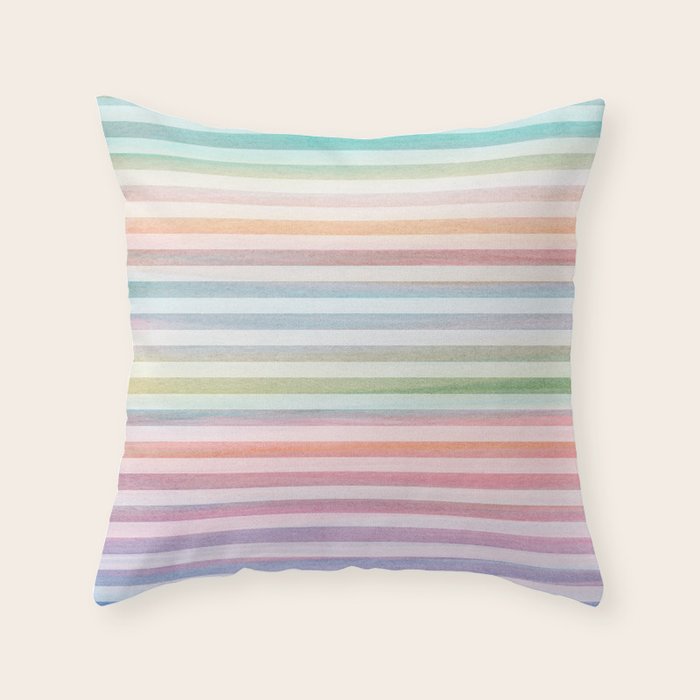 Colorful Soft Stripes Pattern Throw Pillow Gallery Image 1
