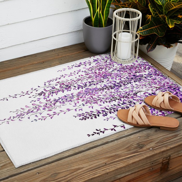 purple wisteria in bloom Outdoor Rug Gallery Image 2