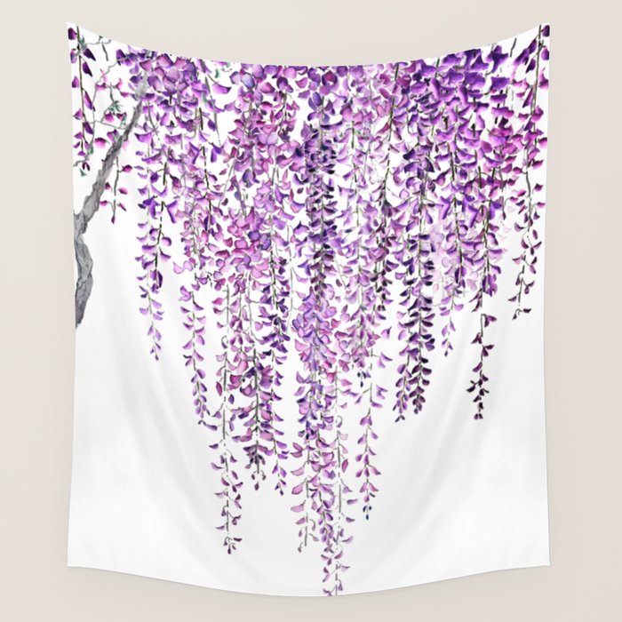 purple wisteria in bloom Wall Tapestry Gallery Image 1