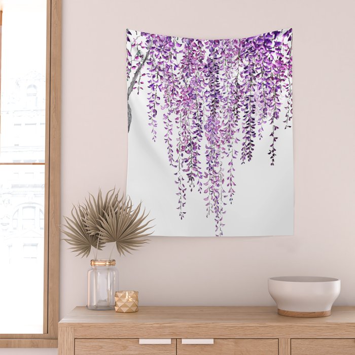 purple wisteria in bloom Wall Tapestry Gallery Image 2