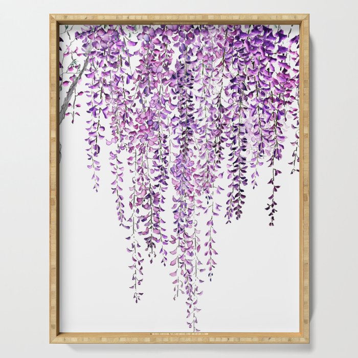 purple wisteria in bloom Serving Tray Gallery Image 1