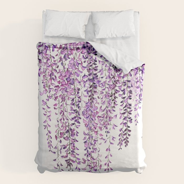 purple wisteria in bloom Duvet Cover Gallery Image 1