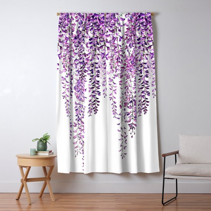 purple wisteria in bloom Window Curtain Gallery Image 1