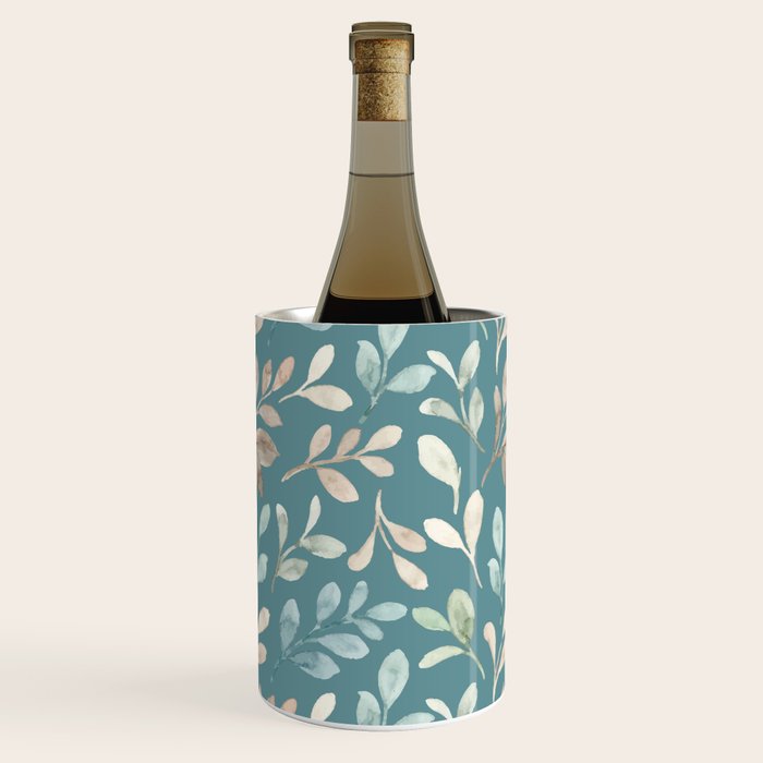 Leafy Teal Floral Wine Chiller Gallery Image 3