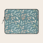 Leafy Teal Floral Laptop Sleeve Gallery Image 1