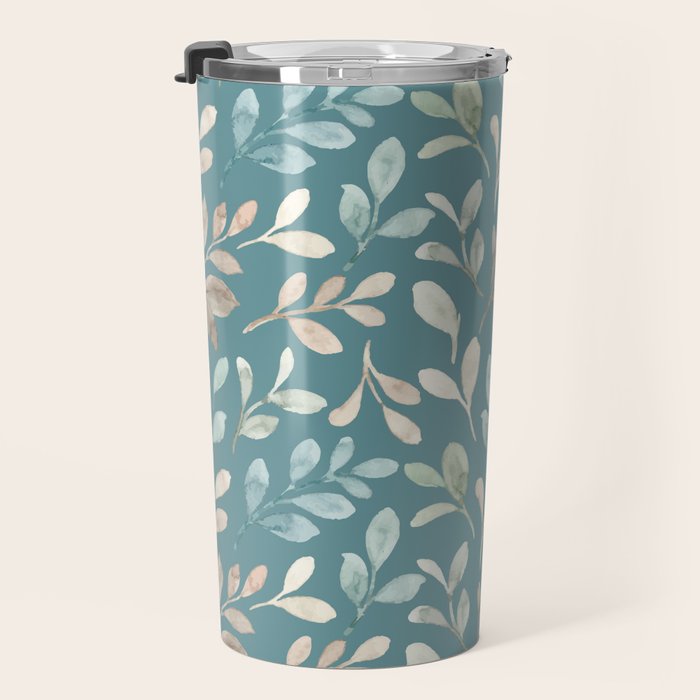 Leafy Teal Floral Travel Mug Gallery Image 3
