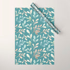 Leafy Teal Floral Wrapping Paper Gallery Image 1