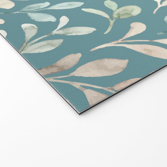 Leafy Teal Floral Welcome Mat Gallery Image 2