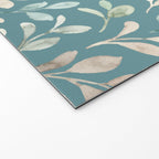 Leafy Teal Floral Welcome Mat Gallery Image 2