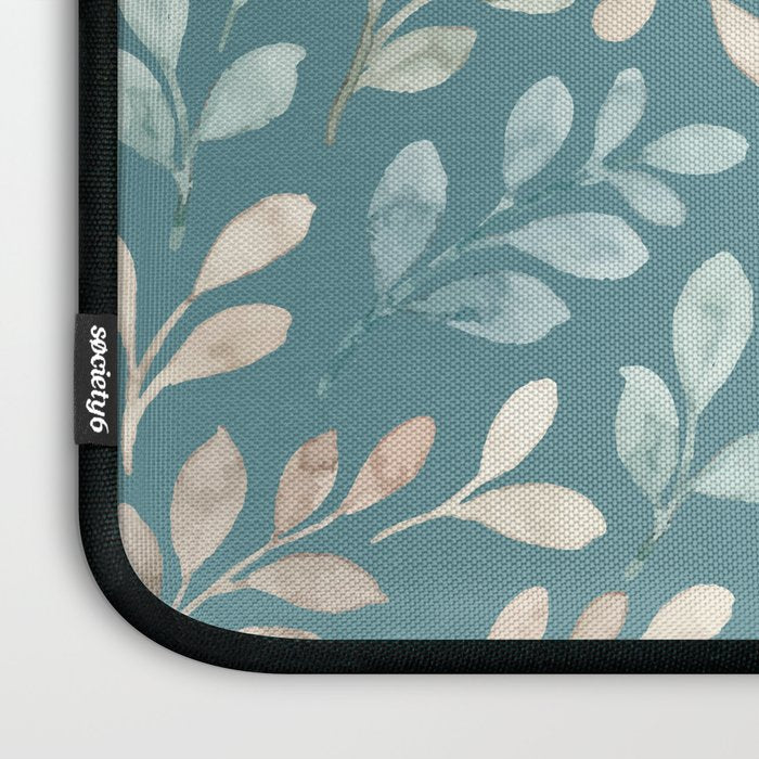 Leafy Teal Floral Laptop Sleeve Gallery Image 3