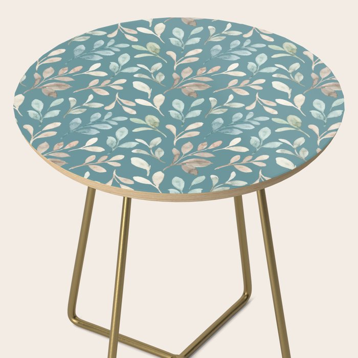Leafy Teal Floral Side Table Gallery Image 2