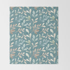 Leafy Teal Floral Throw Blanket Gallery Image 2