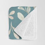 Leafy Teal Floral Throw Blanket Gallery Image 3