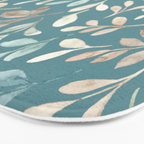 Leafy Teal Floral Bath Mat Gallery Image 3