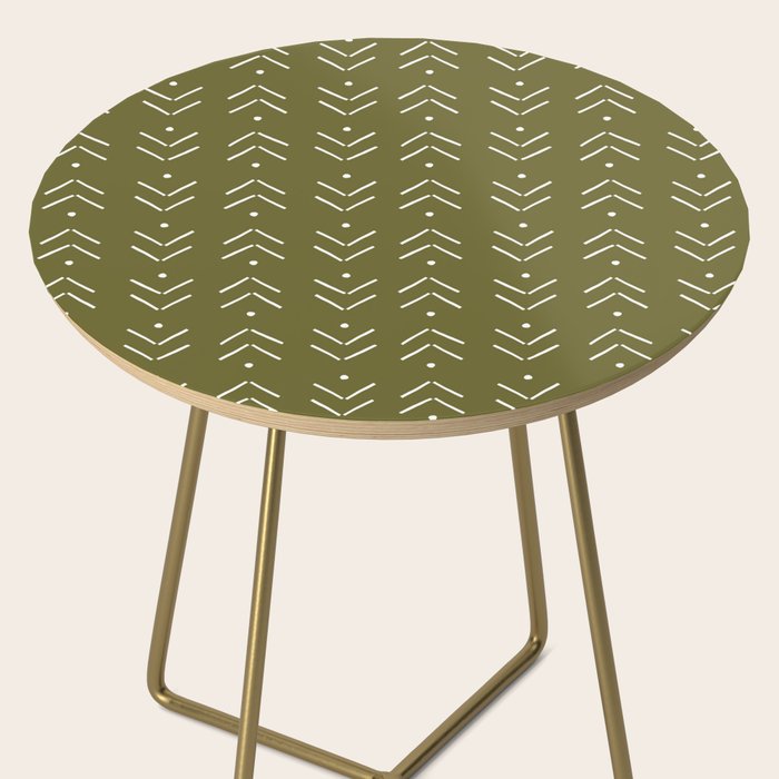 Arrow Lines Pattern Design 7 in olive green Side Table Gallery Image 2