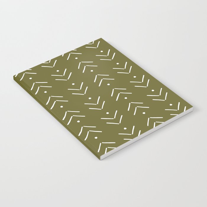 Arrow Lines Pattern Design 7 in olive green Notebook Gallery Image 2