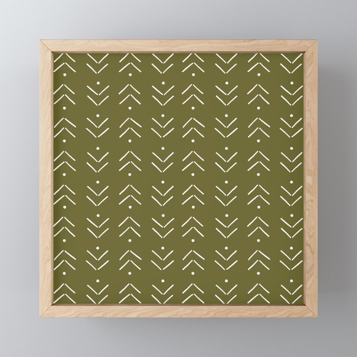 Arrow Lines Pattern Design 7 in olive green Mini Art Print Gallery Image 1