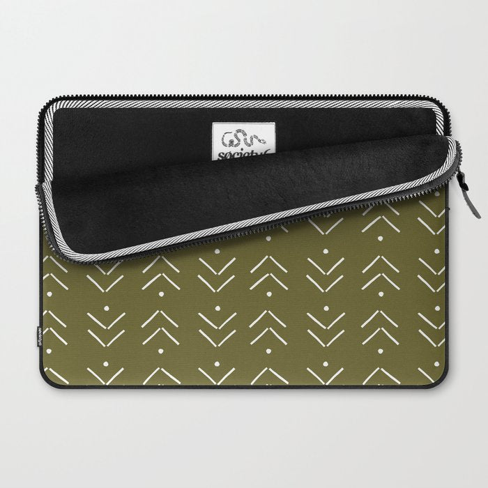 Arrow Lines Pattern Design 7 in olive green Laptop Sleeve Gallery Image 2