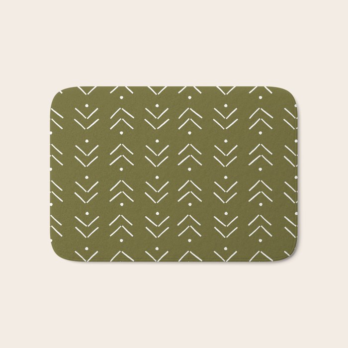 Arrow Lines Pattern Design 7 in olive green Bath Mat Gallery Image 1